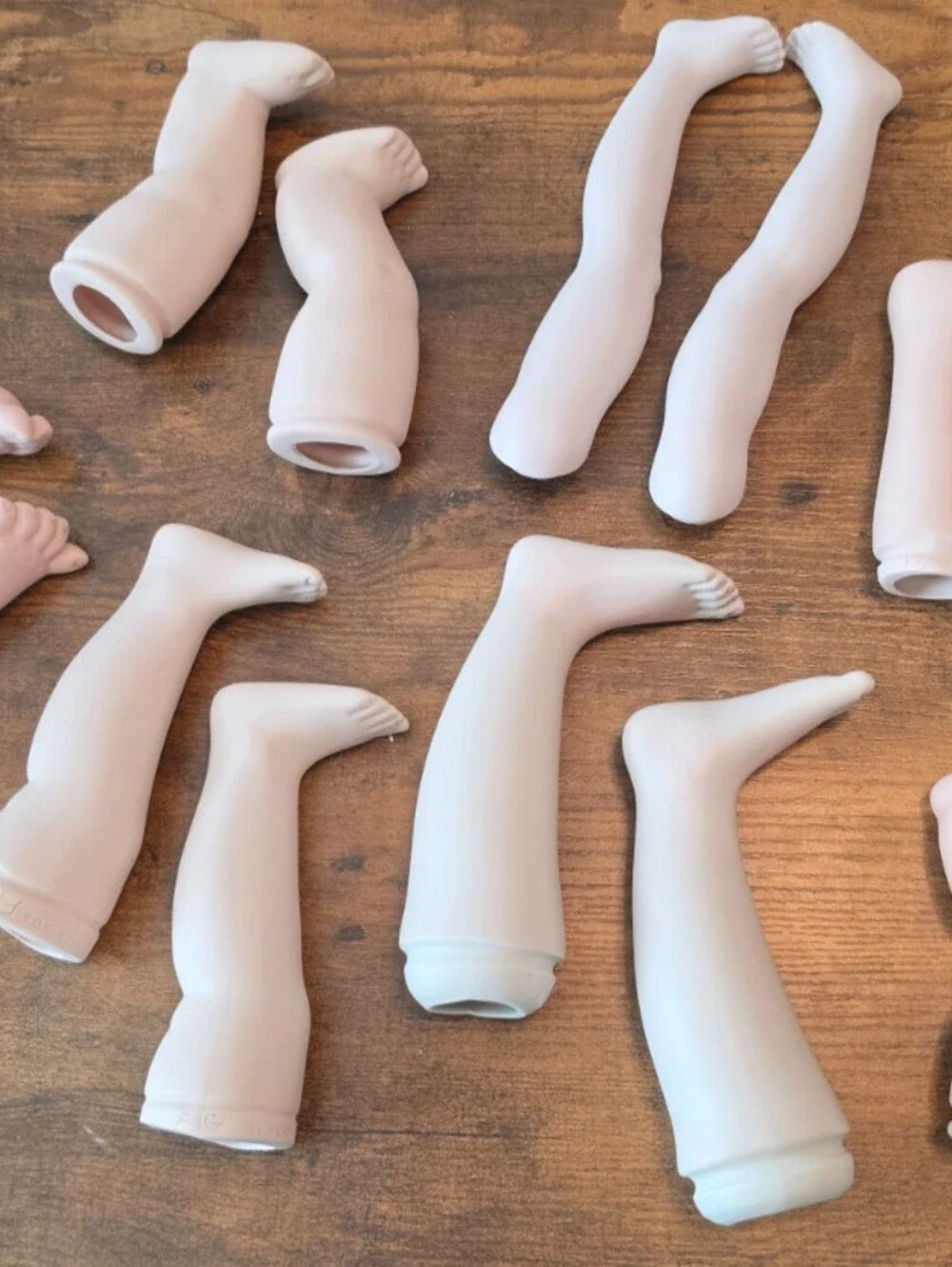 Lot of 7 Pairs of Porcelain Bisque Doll Legs Doll Making Repair Parts